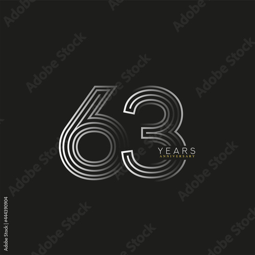 63rd years anniversary celebration logotype with linked number black and white. Simple and modern design, vector design for anniversary celebration.