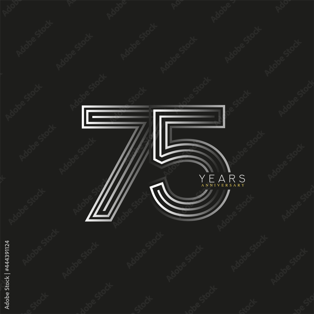 75th years anniversary celebration logotype with linked number black ...