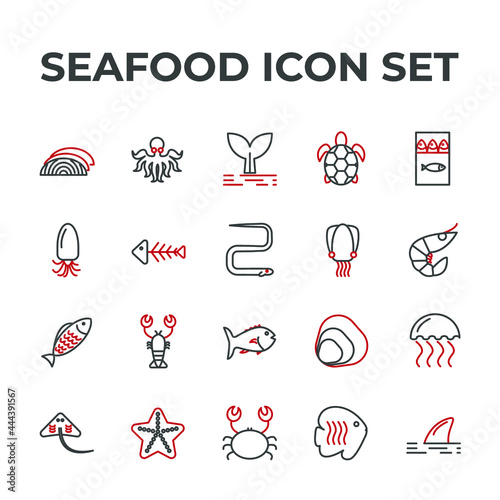 seafood set icon  seafood office set sign icon  vector illustration