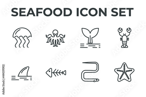 seafood set icon  seafood office set sign icon  vector illustration