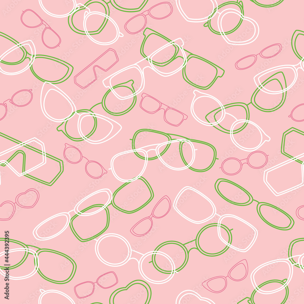 Colorful glasses frame seamless pattern background. Great for eyewear