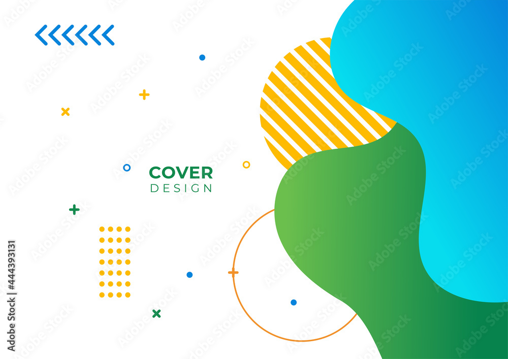 Colorful geometric background. Fluid shapes composition. Abstract modern background gradient color. 