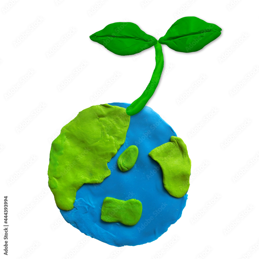 クレイアートのかわいい地球 北半球 と緑の芽 Stock イラスト Adobe Stock