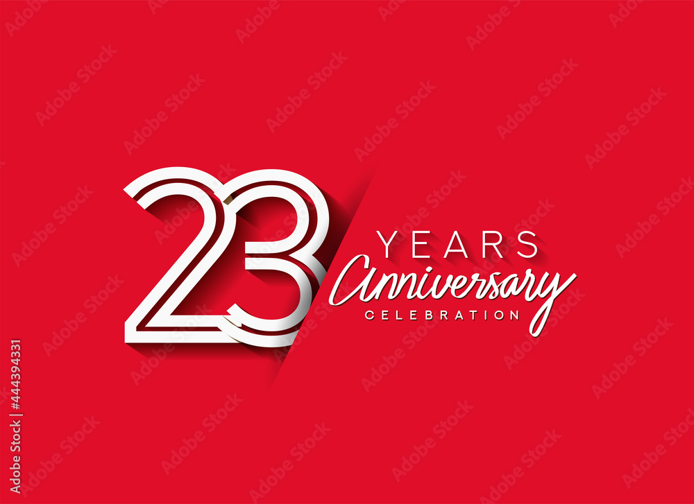 Fototapeta premium 23rd Years Anniversary celebration logo, flat design isolated on red background.