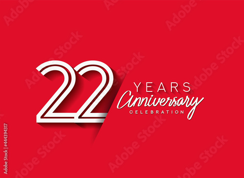 22nd Years Anniversary celebration logo, flat design isolated on red background. © Brandity