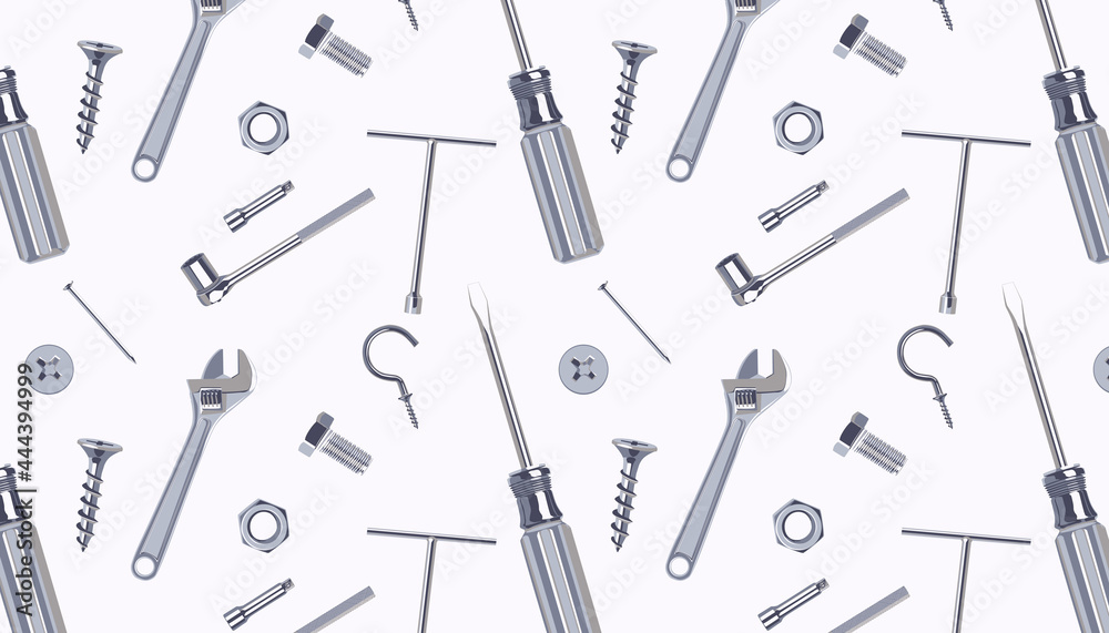 Assorted hand tools pattern on white background. Assorted hand tools pattern on white background.