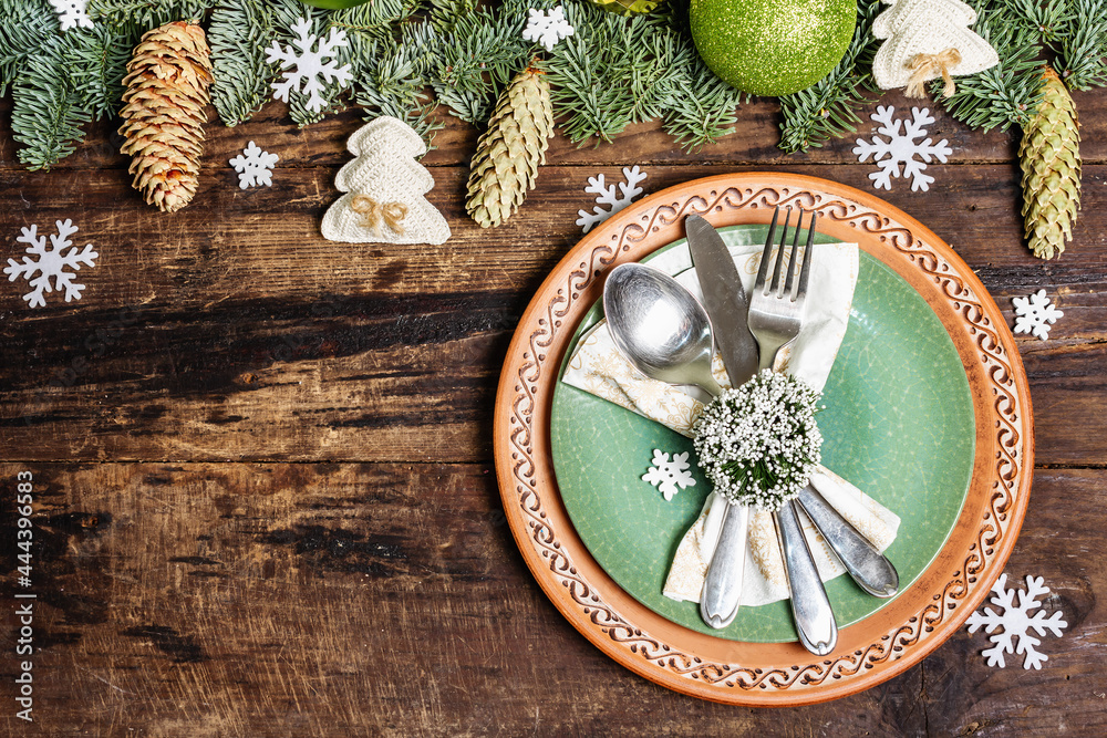 Table setting for Christmas or New Year dinner