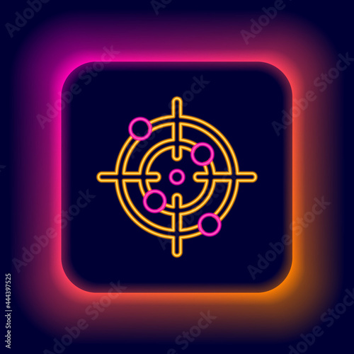 Glowing neon line Target sport icon isolated on black background. Clean target with numbers for shooting range or shooting. Colorful outline concept. Vector