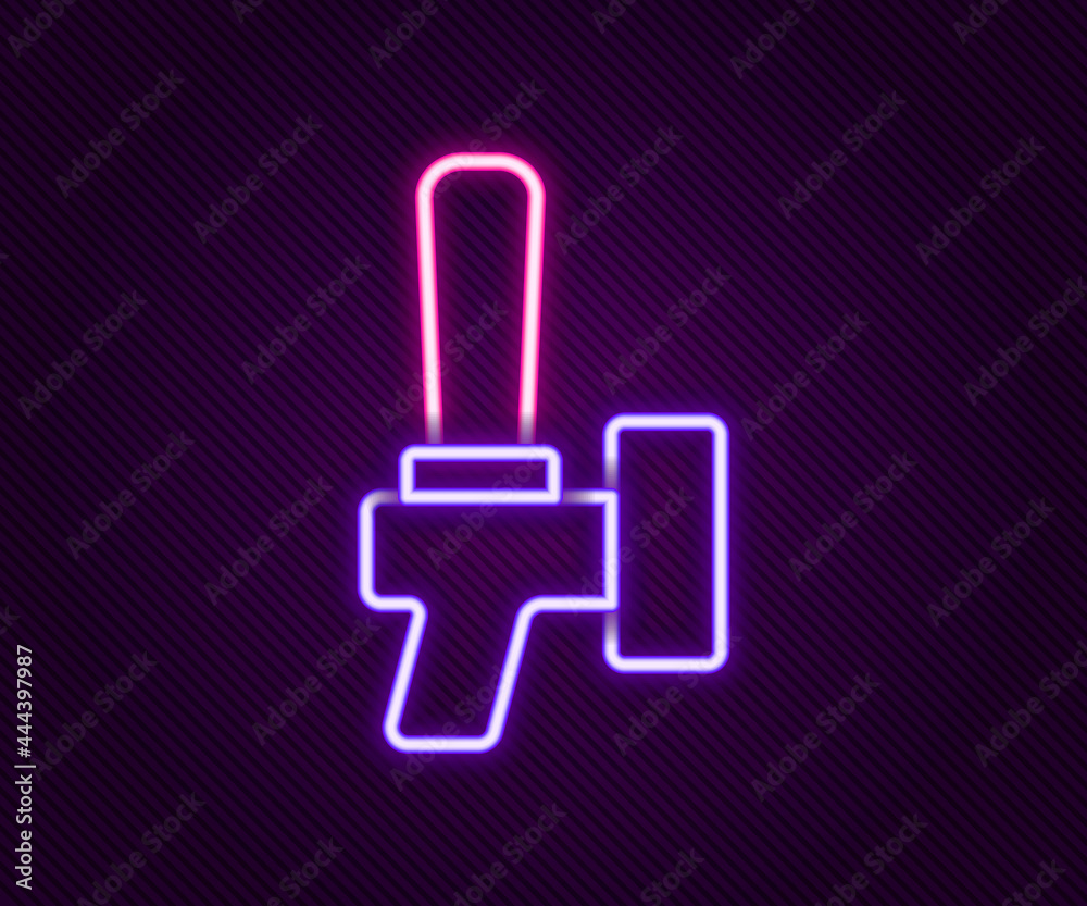 Glowing neon line Beer tap icon isolated on black background. Colorful outline concept. Vector Glowing neon line Beer tap icon isolated on black background. Colorful outline concept. Vector