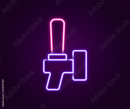 Glowing neon line Beer tap icon isolated on black background. Colorful outline concept. Vector