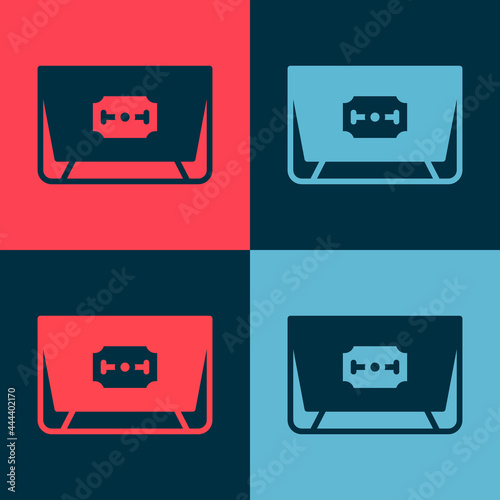 Pop art Blade razor icon isolated on color background. Vector