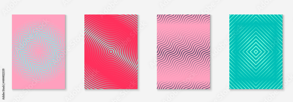 Minimalist trendy cover with line geometric elements and shapes. - obrazy, fototapety, plakaty 