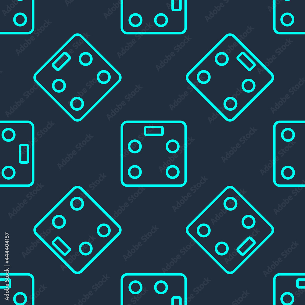 Green line Smart bathroom scales icon isolated seamless pattern on blue background. Weight measure equipment. Internet of things concept with wireless connection. Vector Green line Smart bathroom scales icon isolated seamless pattern on blue background. Weight measure equipment. Internet of things concept with wireless connection. Vector