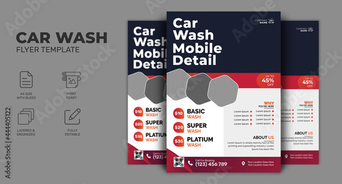 modern car wash car detailing  flyer, car service and price list flyer, automobile car service flyer