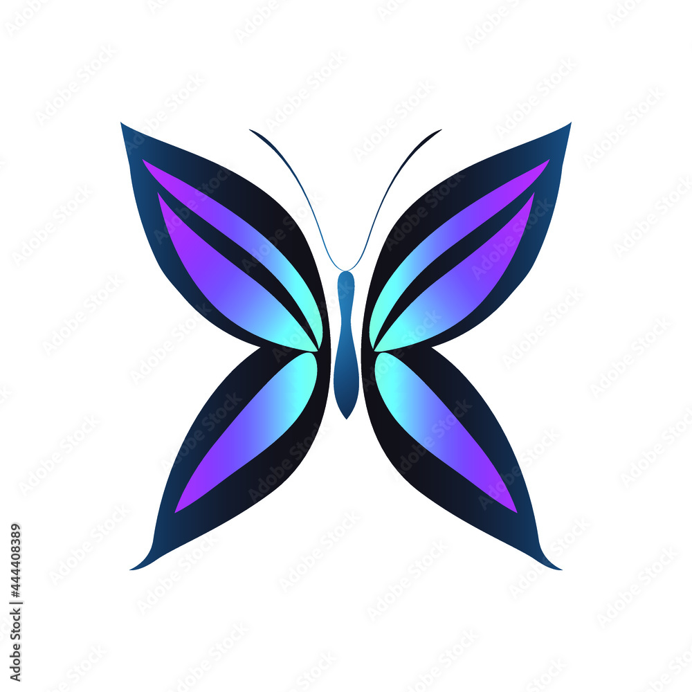 abstract butterfly vector template design.butterfly vector in shades of blue color gradient. logo template, minimal, vector, simplified object- illustration