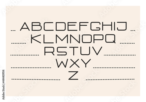 Creative thin linear alphabet. Minimal latin black letters. Vector illustration