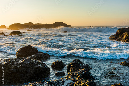 The morning waves hit the reefs on the eastern coast of Taiwan photo