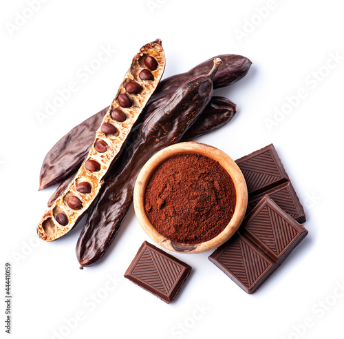 Bild auf Leinwand Carob pod and carob chocolate