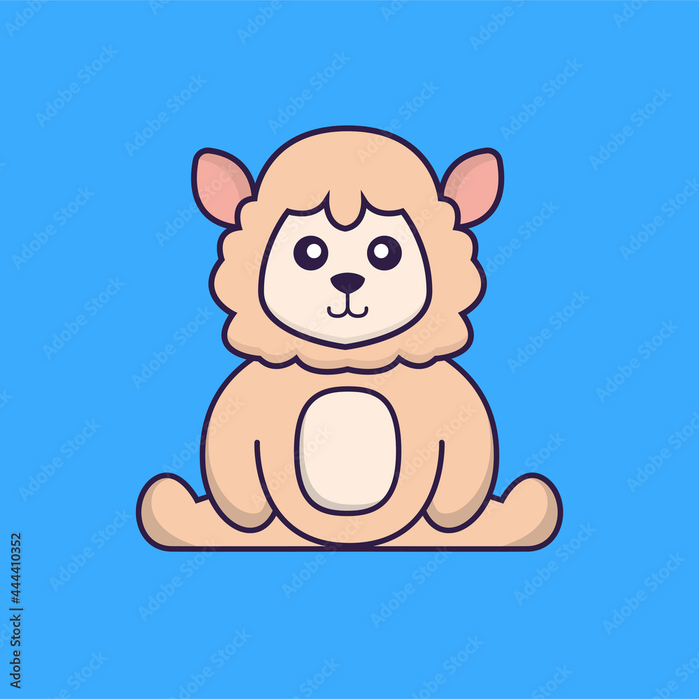 Cute sheep is sitting. Animal cartoon concept isolated. Can used for t-shirt, greeting card, invitation card or mascot. Flat Cartoon Style Cute sheep is sitting. Animal cartoon concept isolated. Can used for t-shirt, greeting card, invitation card or mascot. Flat Cartoon Style