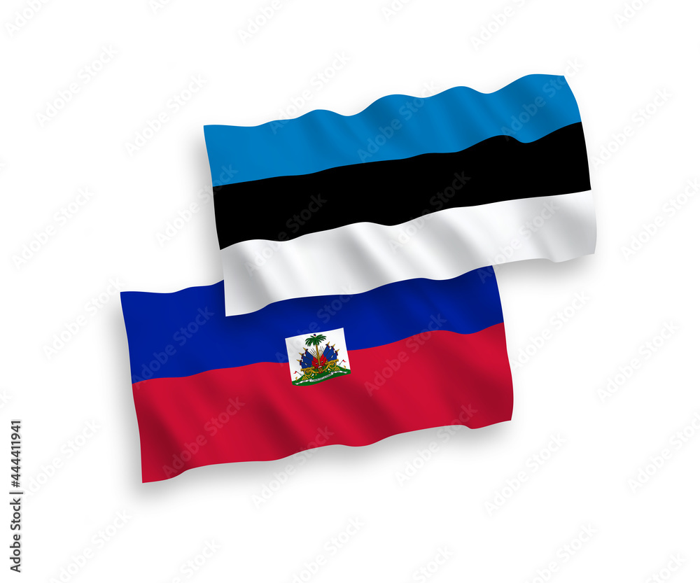 Fototapeta premium Flags of Republic of Haiti and Estonia on a white background