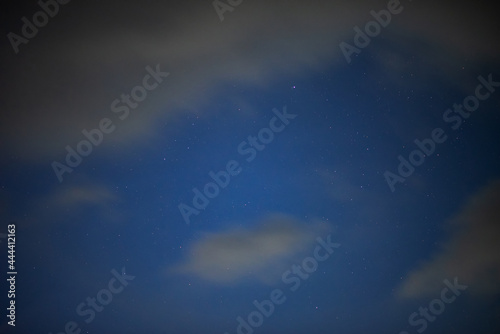 blue sky with clouds and stars