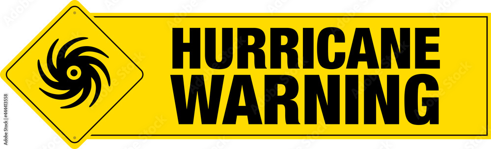 Hurricane warning banner with sign. Hurricane warning banner with sign.