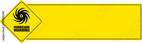 Hurricane warning banner with sign. Vector.  Copy space.