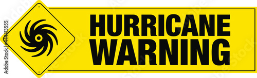 Hurricane warning banner with sign. Vector.