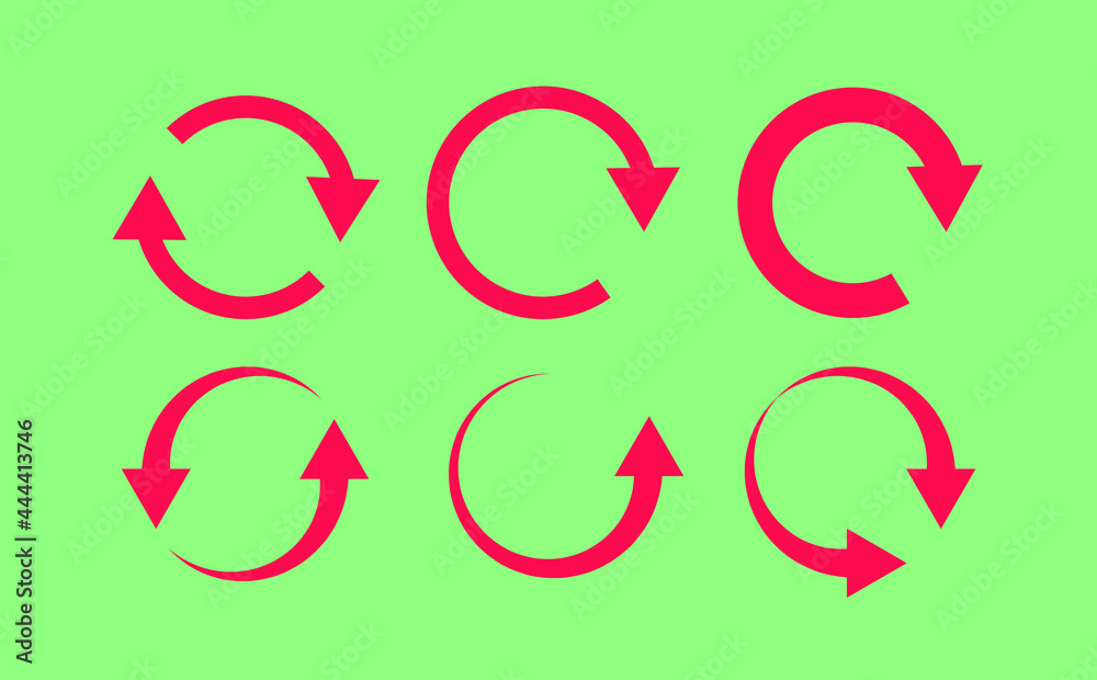 Set of circular arrows of red color. Isolated. Vector. Update icon. Set of circular arrows of red color. Isolated. Vector. Update icon.