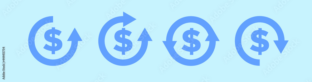 Set of blue circular arrows with dollar symbol. Vector. Set of blue circular arrows with dollar symbol. Vector.