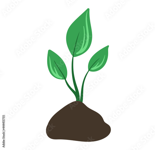 Simple vector image of a sprout with earth