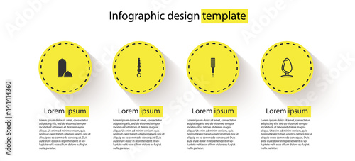 Set Condoms safe sex, Anal beads, Spanking paddle and plug. Business infographic template. Vector