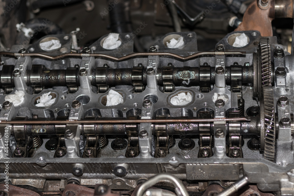 The mechanic is checking the engine.