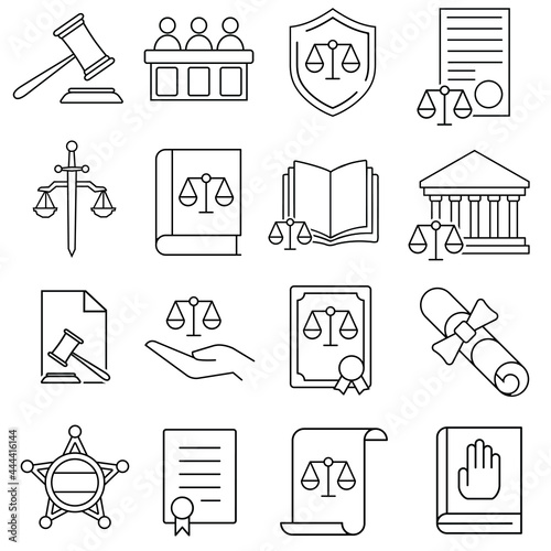 Court icon vector set. justice illustration sign collection. law symbol or logo.
