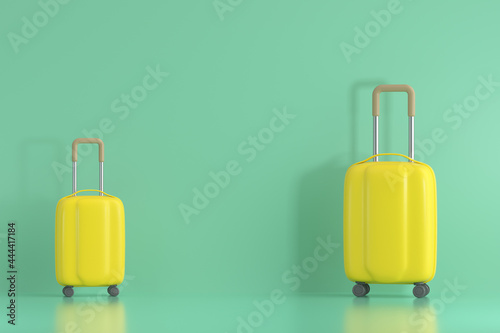 3d rendering summer travel title suitcase 
