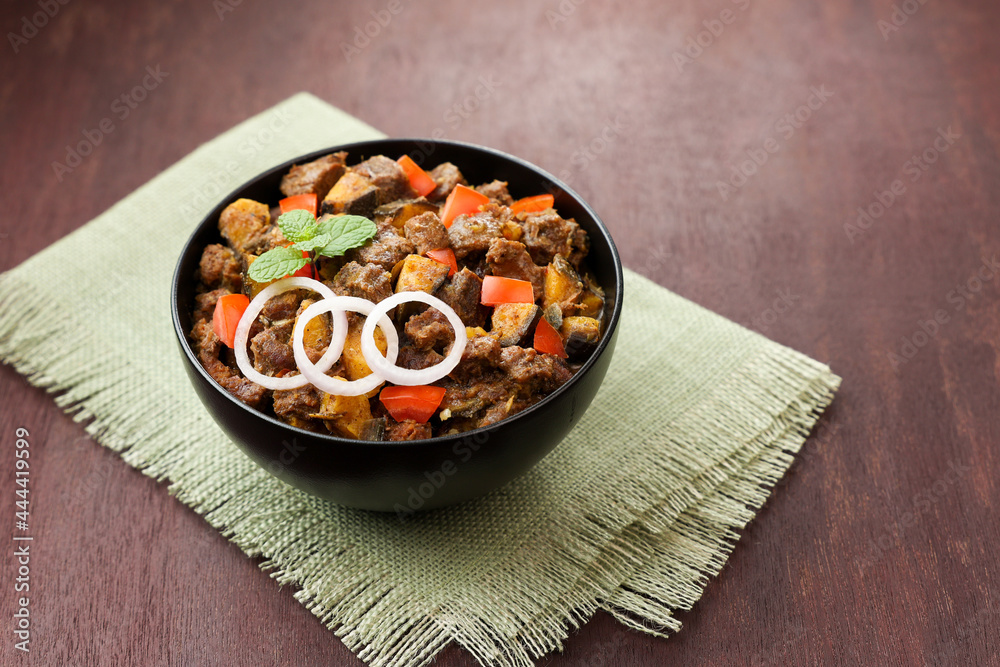 Spicy beef kaya curry beef fry South Indian Kerala India Sri Lanka