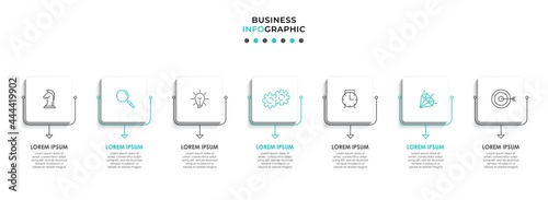 Vector Infographic design business template with icons and 7 options or steps. Can be used for process diagram, presentations, workflow layout, banner, flow chart, info graph