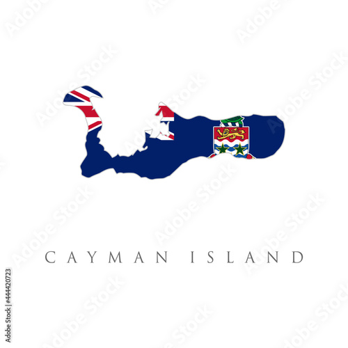 cayman island detailed map with flag of country. national flag isolated on white background.