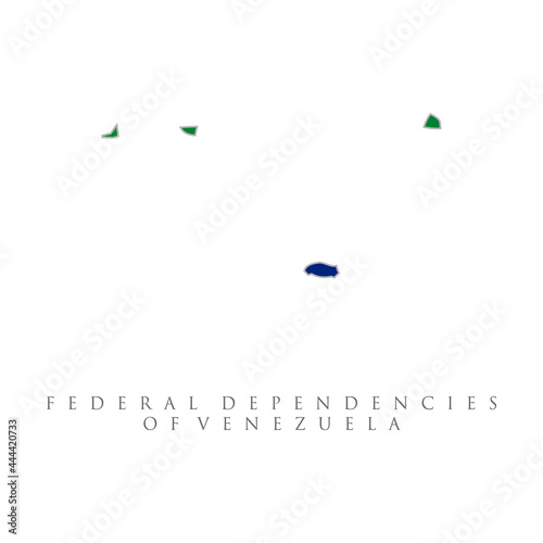 Federal Dependencies of Venezuela detailed map with flag of country. national flag isolated on white background. photo