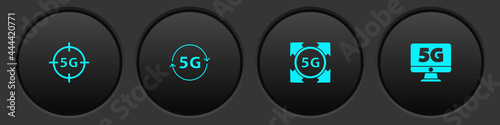 Set 5G network, , and Monitor with icon. Vector