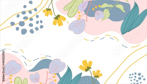 floral hand drawing abstract design for cover  magazine  brochure. retro 80s style. vector illustration