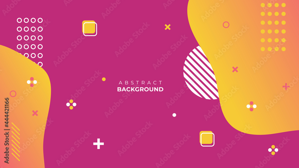 Yellow magenta and pink gradient geometric shape background. Abstract background with Memphis style. Minimal geometric background. Dynamic shapes composition.