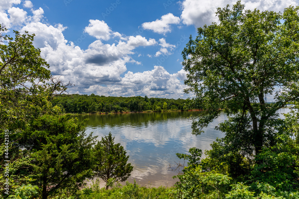 Scenic picture of a wooded lake. Scenic picture of a wooded lake.