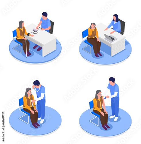 Elderly People Healthcare Isometric