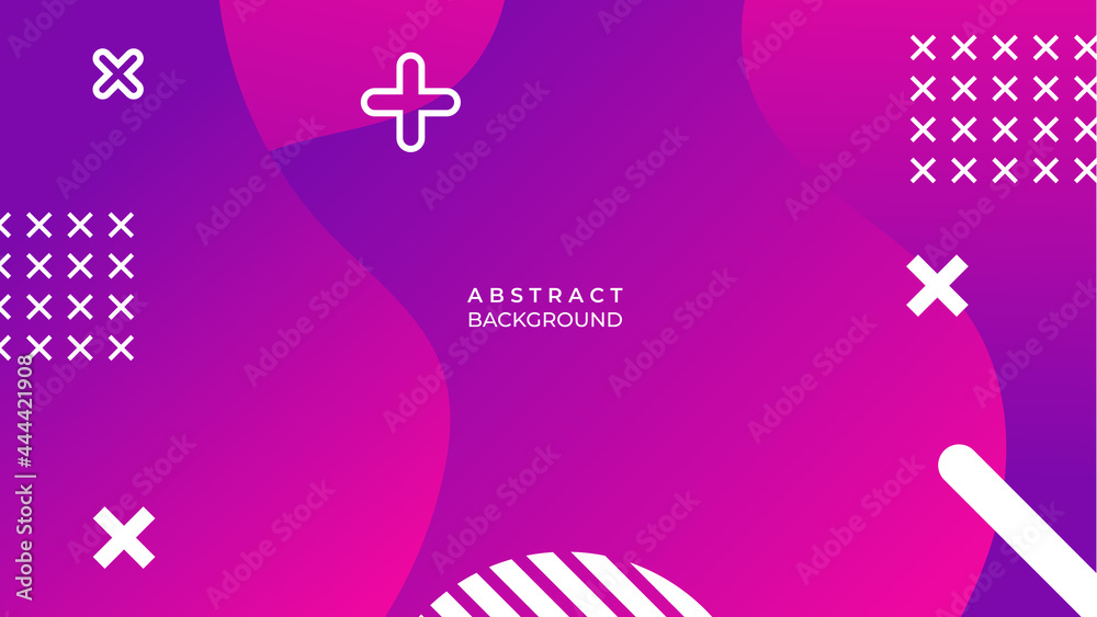 Abstract pink red and purple liquid wavy shapes futuristic banner. Glowing retro waves vector background