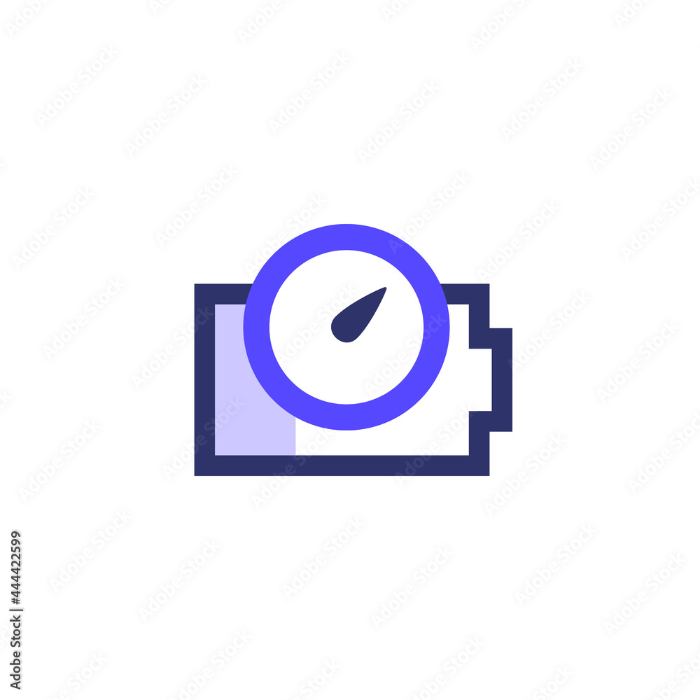 Battery charging time icon on white Battery charging time icon on white