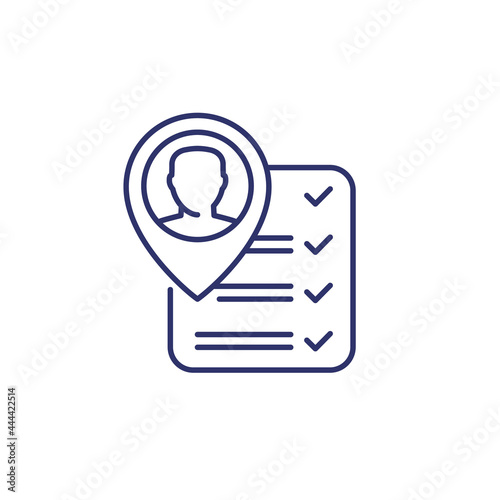qualification line icon, man and checklist
