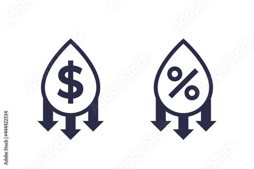 oil price drop or fall icons