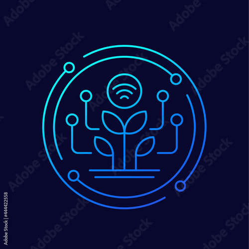 smart farming, agriculture technology thin line icon