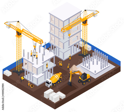Construction Industry Isometric Concept